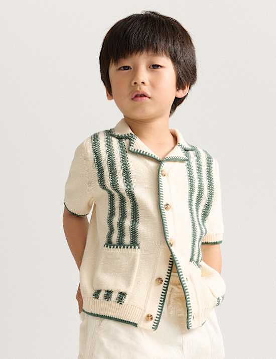 Polo en maille 100 % coton &agrave; rayures (du 2 au 8 ans)