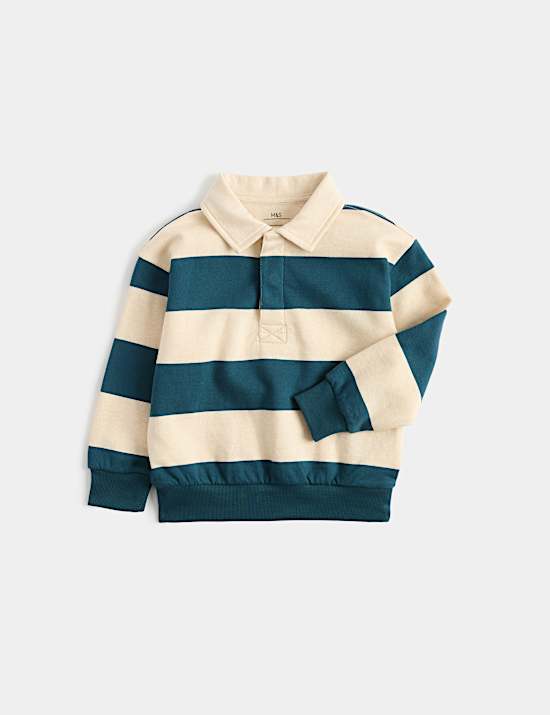 Pure Cotton Striped Rugby Sweatshirt ( 2-8 Yrs)