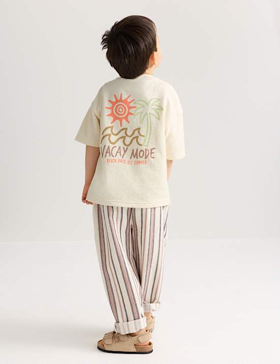 T-shirt 100 % coton textur&eacute; &agrave; motif graphique (du 2 au 8 ans)