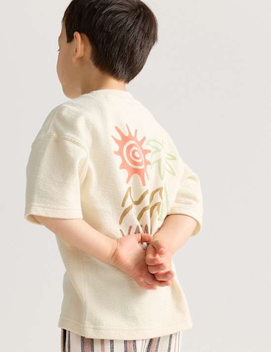 T-shirt 100 % coton textur&eacute; &agrave; motif graphique (du 2 au 8 ans)