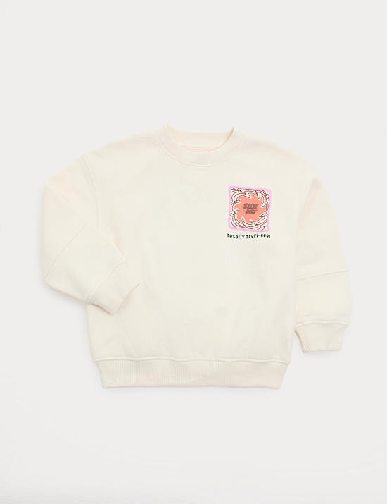 Sweatshirt mit hohem Baumwollanteil und tropischem Musterprint (2&ndash;8 Jahre)