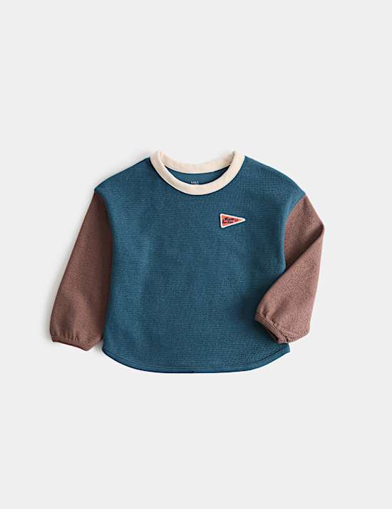 Cotton Rich Textured Colour Block Top (2-8 Yrs)