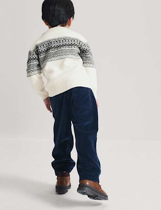Pull en coton m&eacute;lang&eacute; &agrave; motif jacquard et fermeture zipp&eacute;e (du 2 au 8 ans)