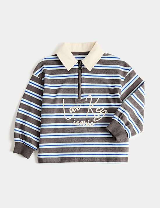 Cotton Rich Graphic Striped Rugby Top (2-8 Yrs)