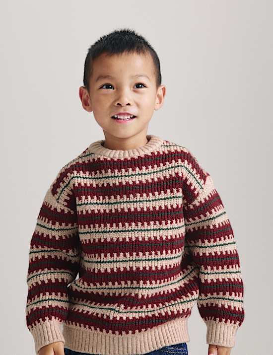 Pull en coton m&eacute;lang&eacute; &agrave; rayures