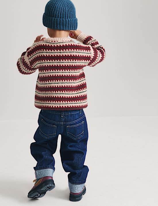 Pull en coton m&eacute;lang&eacute; &agrave; rayures