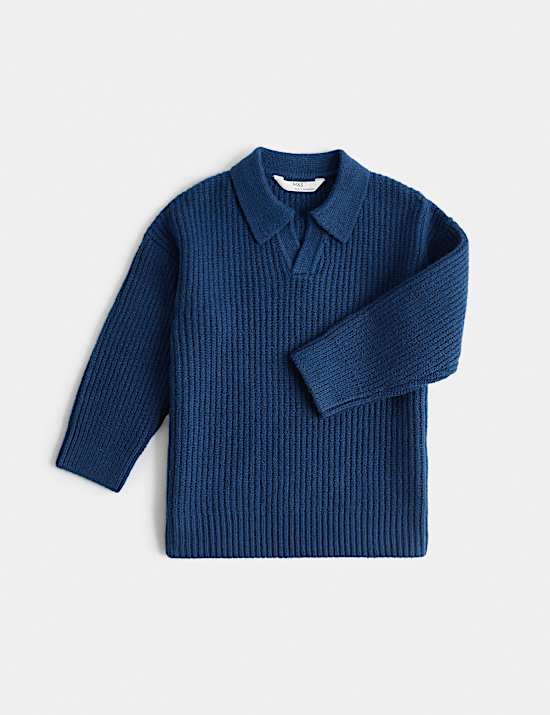 Cotton Rich Trophy Neck Knitted Jumper (2-8 Yrs)