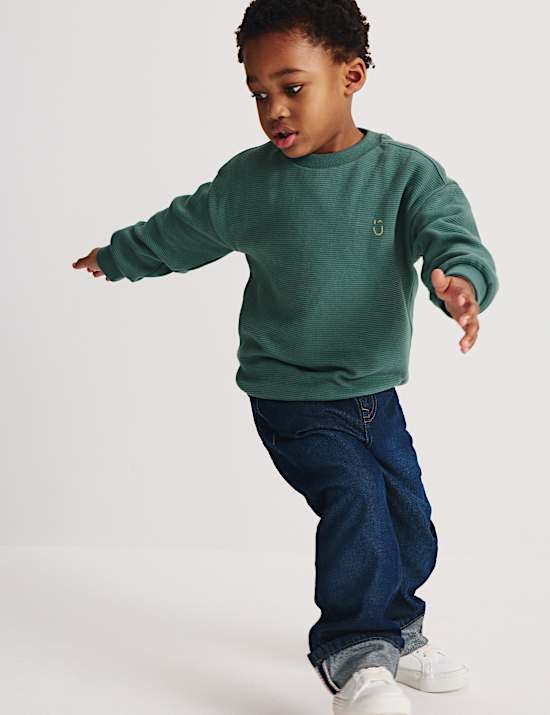 Pure Cotton Textured Long Sleeve Top (1-8 Yrs)