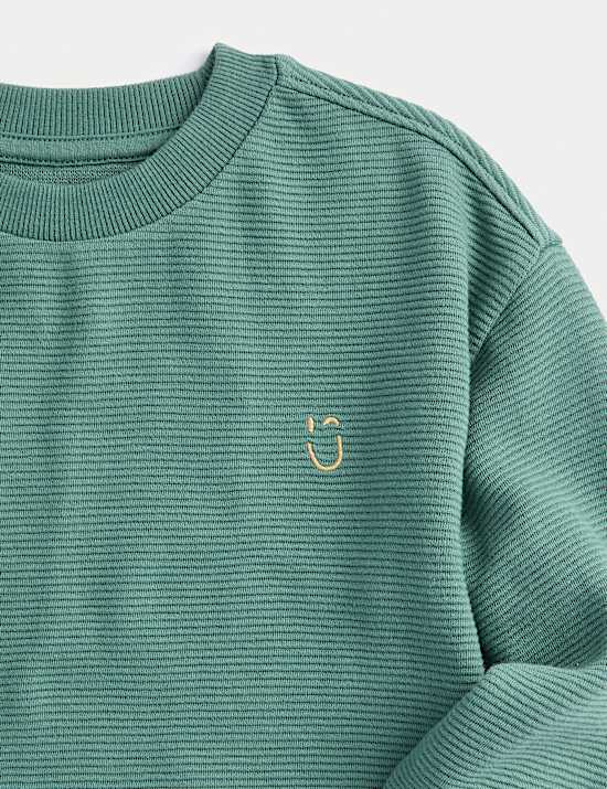 Pure Cotton Textured Long Sleeve Top (1-8 Yrs)