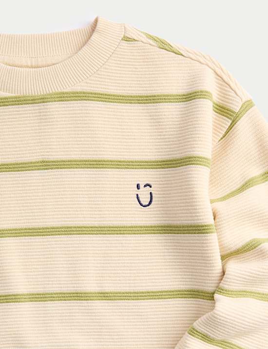 Pure Cotton Striped Textured Top (1-8 Yrs)