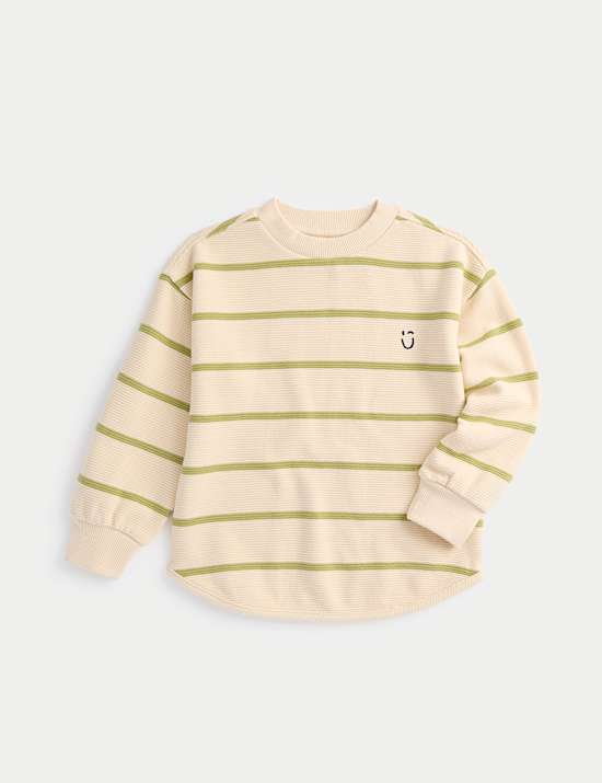 Pure Cotton Striped Textured Top (1-8 Yrs)