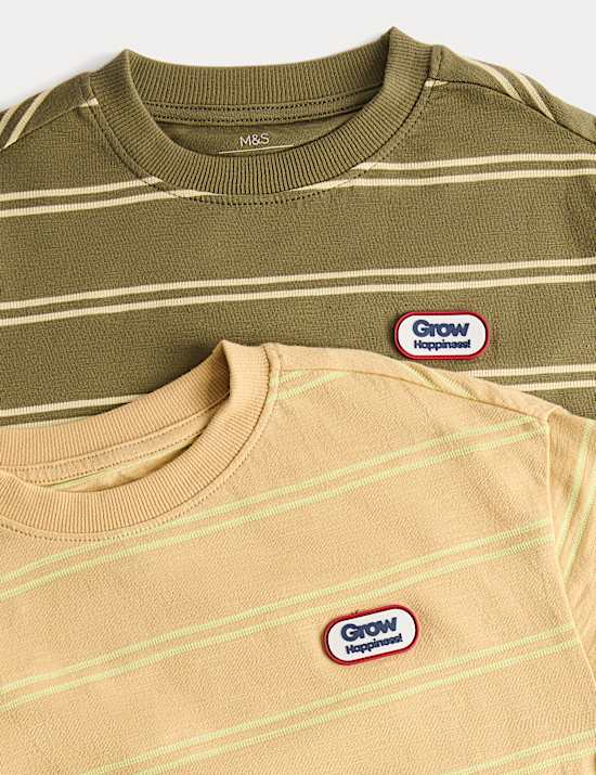 3 Pack Pure Cotton Striped T-Shirts (2-8 Years)