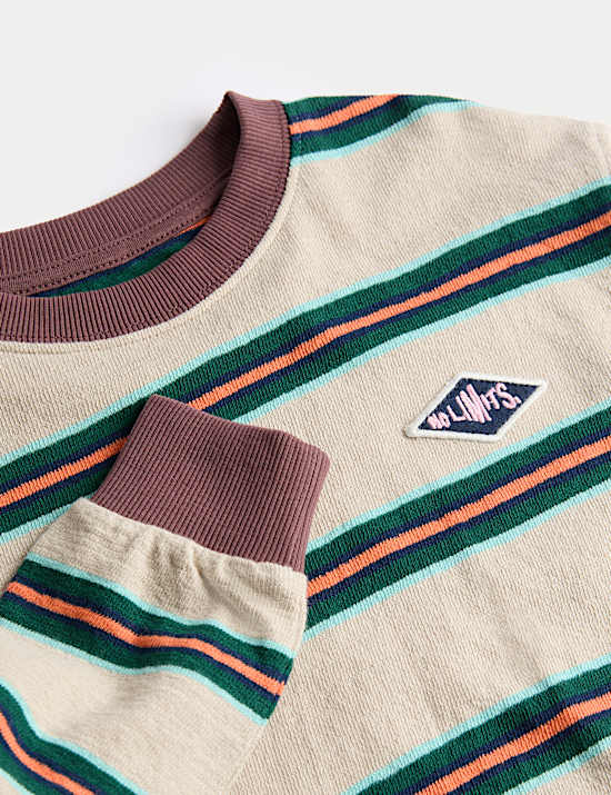 Pure Cotton Textured Striped Long Sleeve Top (2-8 Yrs)