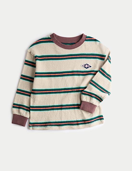 Pure Cotton Textured Striped Long Sleeve Top (2-8 Yrs)