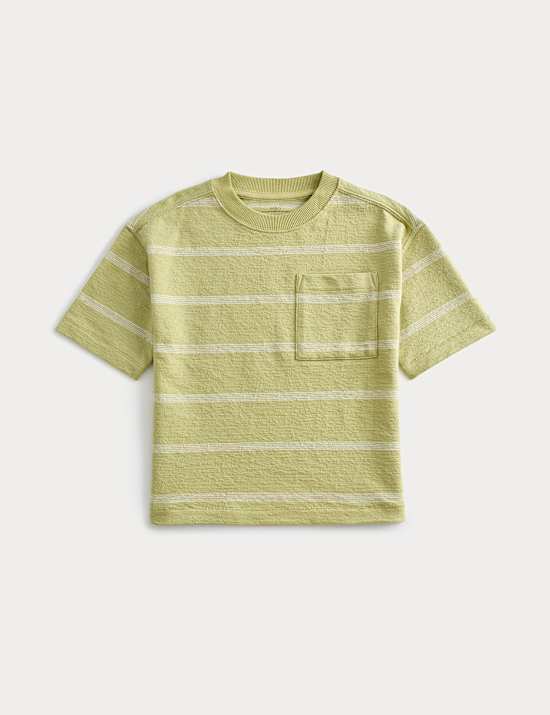 Pure Cotton Striped Textured T-Shirt (2-8 Yrs)