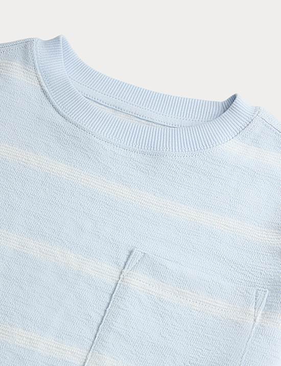 Pure Cotton Striped Textured T-Shirt (2-8 Yrs)