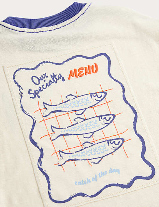 Pure Cotton Fish Graphic T-Shirt (2-8 Yrs)