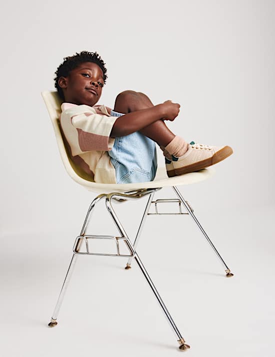 Pure Cotton Striped Waffle Rugby Top (2-8 Yrs)