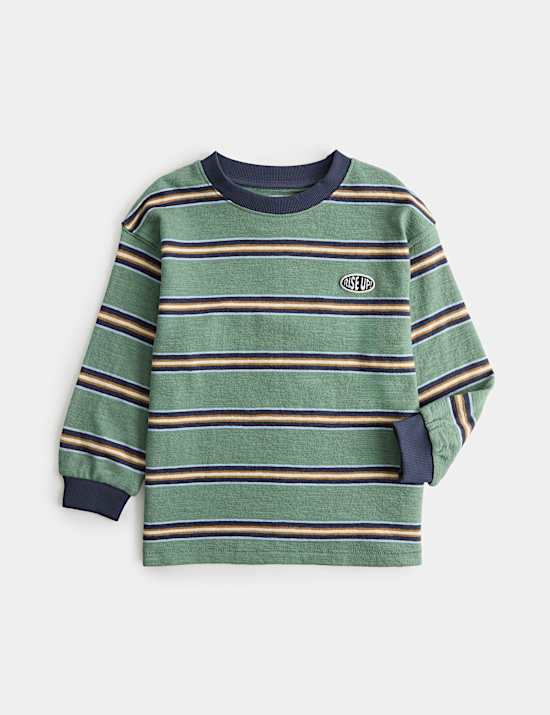 Pure Cotton Textured Striped Top (2-8 Yrs)