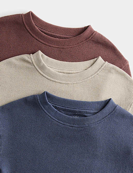 3 Pack Pure Cotton Waffle Tops (2-8 Yrs)
