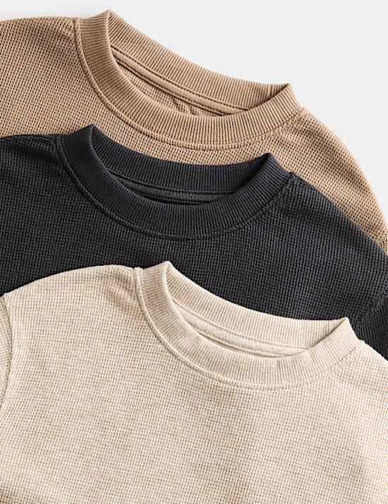 3 Pack Pure Cotton Waffle Tops (2-8 Yrs)