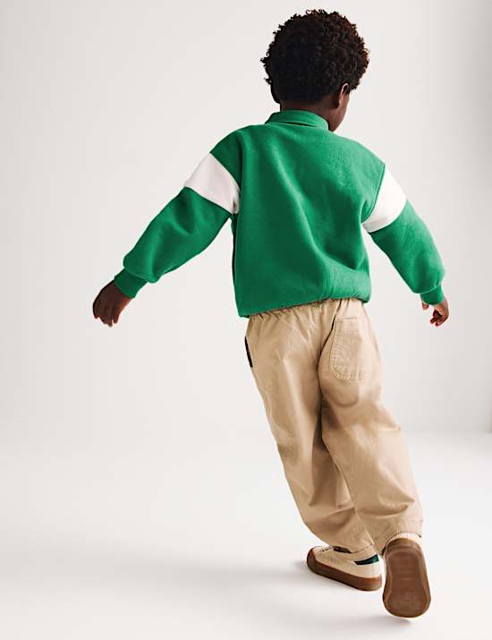 Sweatshirt mit hohem Baumwollanteil, Kragen und halbem Rei&szlig;verschluss (2&ndash;8 Jahre)