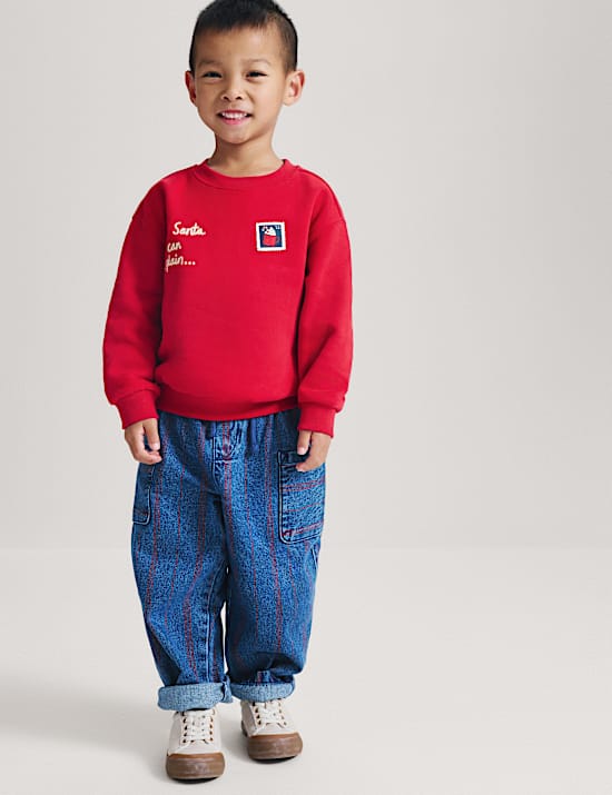 Sweat en coton &agrave; motif No&euml;l (du 2 au 8 ans)