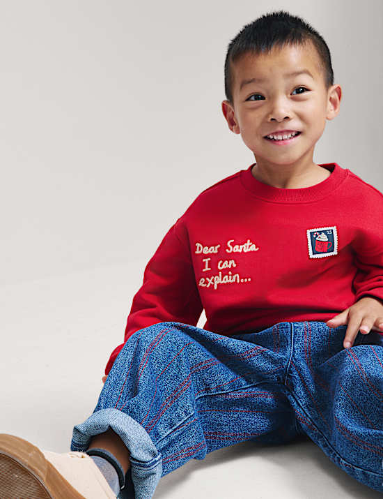 Sweat en coton &agrave; motif No&euml;l (du 2 au 8 ans)