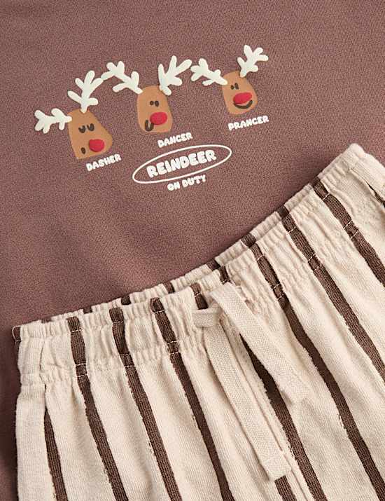 2 Piece Cotton Rich Christmas Reindeer Outfit (2-8 Yrs)