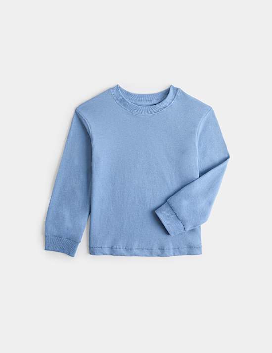 Pure Cotton Plain Long Sleeve Top (2-8 Yrs)