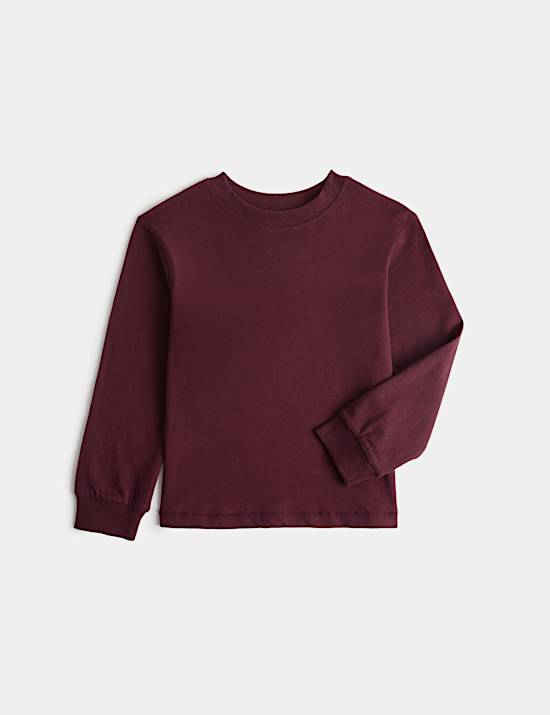 Pure Cotton Plain Long Sleeve Top (2-8 Yrs)