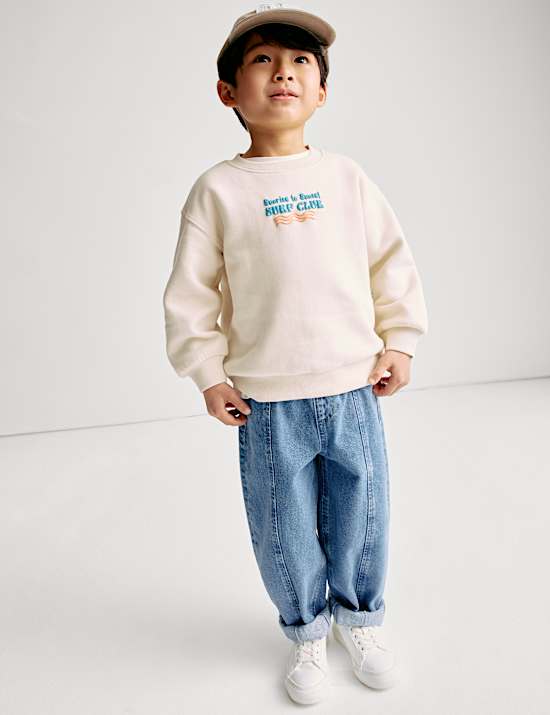 Pure Cotton Relaxed Balloon Leg Jeans (2-8 Yrs)