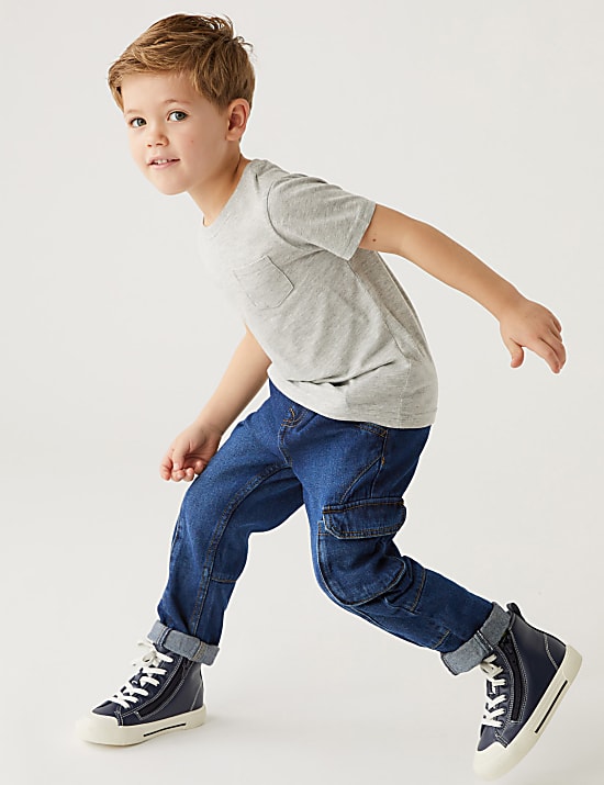 Relaxed Denim Cargo Jeans