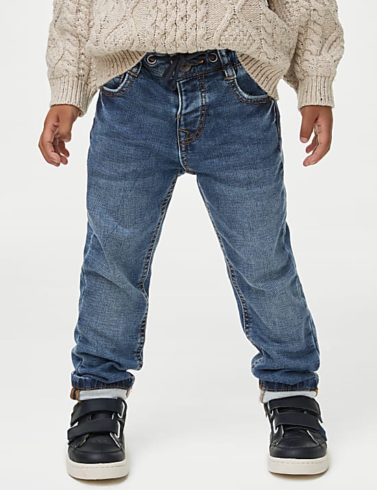 Normal geschnittene Jeans mit hohem Baumwollanteil und elastischem Bund (2–8 J.)