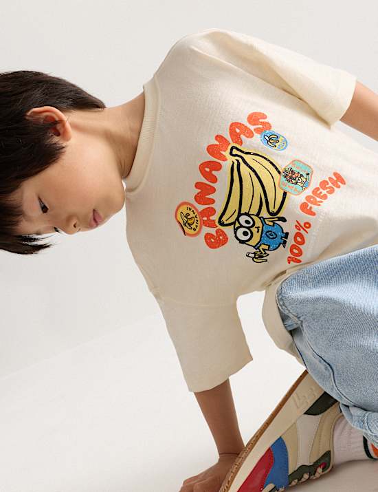 Pure Cotton Minions&trade; Banana Graphic T-Shirt (2-8 Yrs)