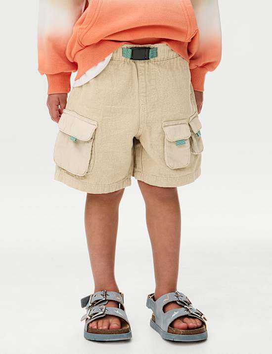 Pure Cotton Cargo Shorts (2-8 Yrs)