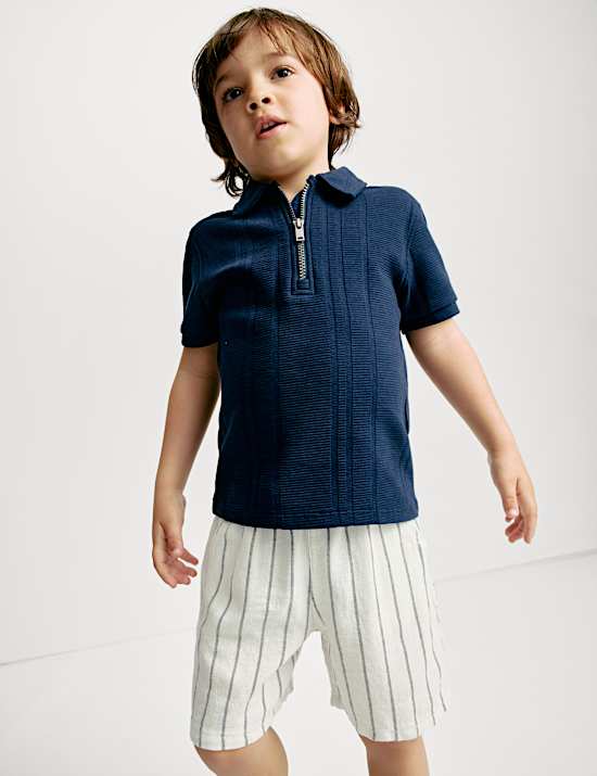 Linen Rich Striped Shorts (2-8 Yrs)