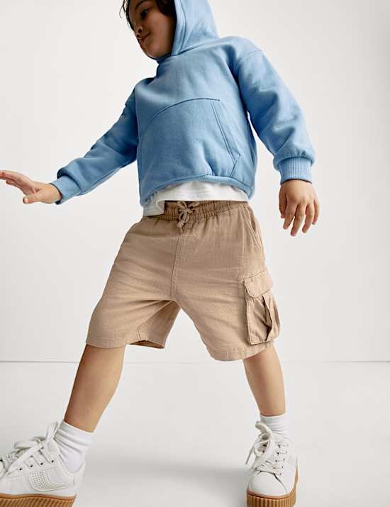 Linen Rich Elasticated Waist Shorts (2-8 Yrs)