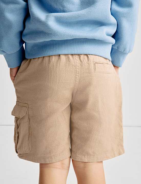 Linen Rich Elasticated Waist Shorts (2-8 Yrs)