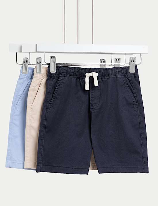 3pk Cotton Rich Shorts (2-8 Yrs)