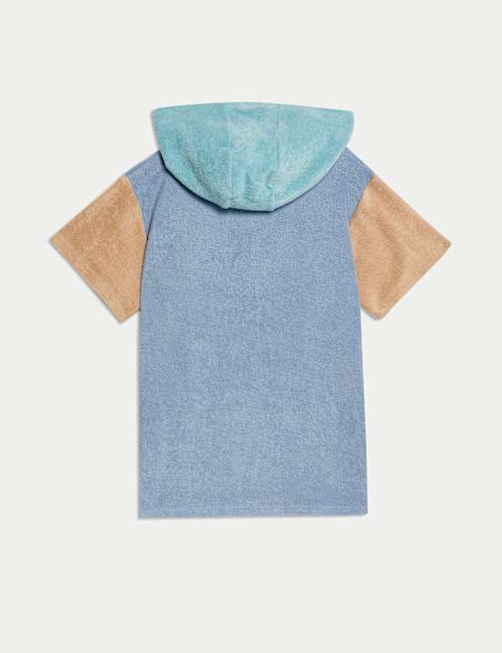 Pure Cotton Towelling Colourblock Poncho (2-8 Yrs)