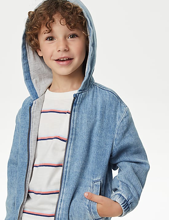 Denim Hooded Zip Jacket (2-8 Yrs)
