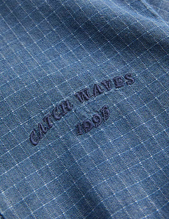 Pruhovan&aacute; dž&iacute;nov&aacute; bunda z čist&eacute; bavlny (2&ndash;8 let)