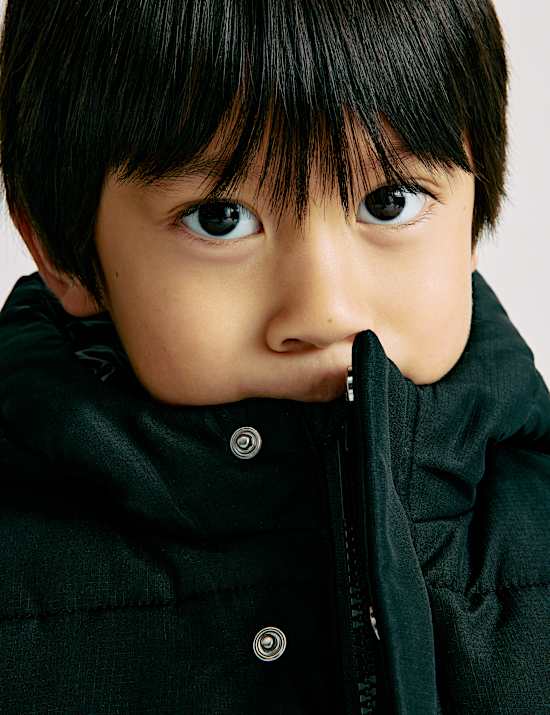 Dlouhý prošívaný kabát s kapucí (2-8 let)