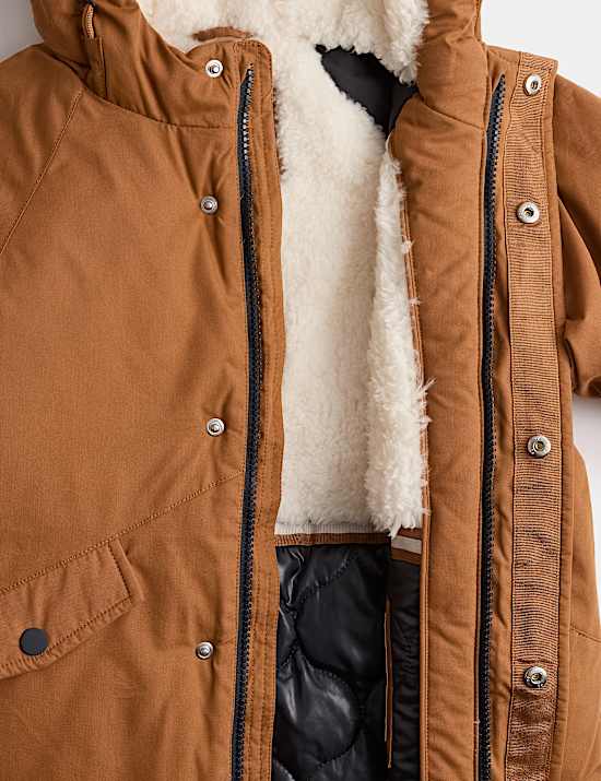 Cotton Rich Borg Lined Parka Coat (2-8 Yrs)
