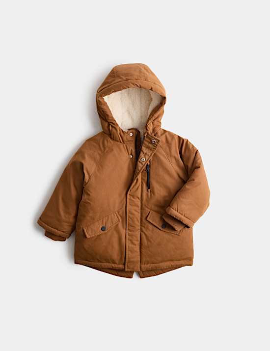 Cotton Rich Borg Lined Parka Coat (2-8 Yrs)