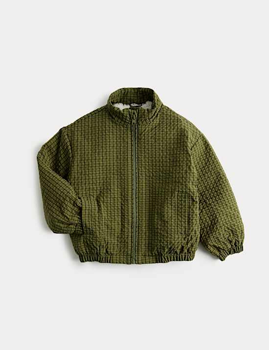 Checked Borg Lined Bomber Jacket (2-8 Yrs)
