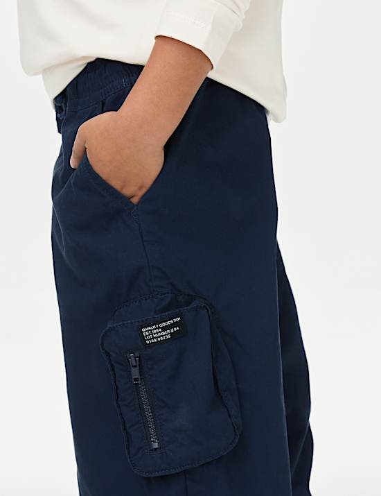 Pure Cotton Jersey Lined Parachute Trousers (2-8 Yrs)
