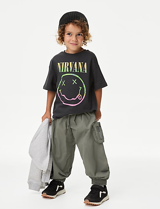Pure Cotton Jersey Lined Parachute Trousers (2-8 Yrs)