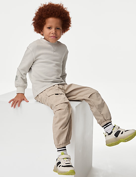 Relaxed Pure Cotton Parachute Trousers (2-8 Yrs)